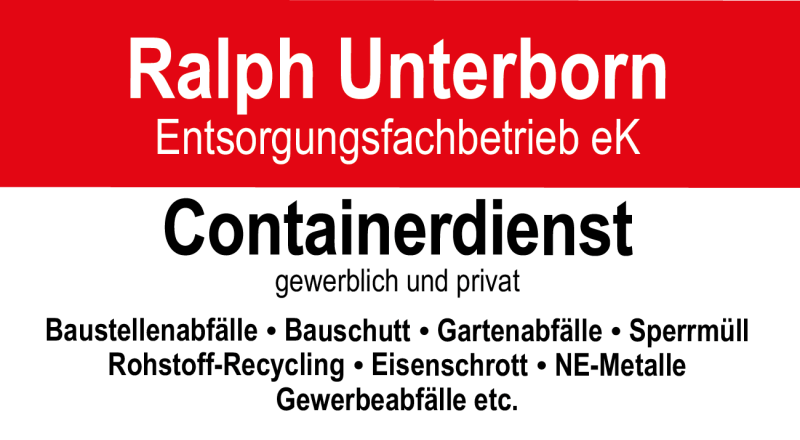 Abbildung zeigt die Visitenkarte der Firma Unterborn Entsorgungsfachbetrieb in Hamburg